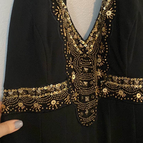 Stunning Vintage Sue Wong Black Halter Dress With Rhinestone Detail - Picture 3 of 5